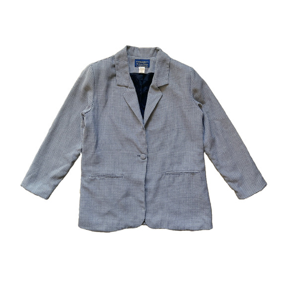 Vtg Womens Houndstooth Blazer 10 Office Corpcore Career Workwear Classic Preppy - Picture 1 of 9